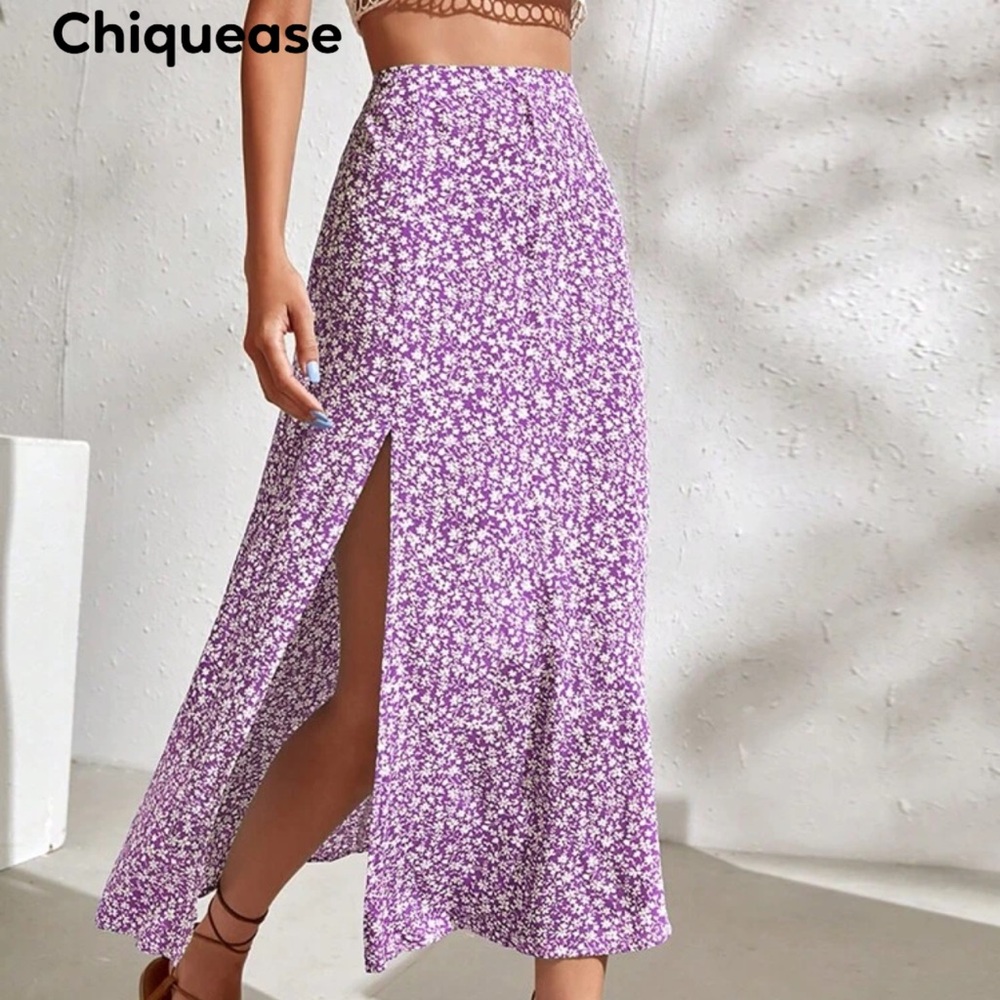 Shein Floral Purple Skirt